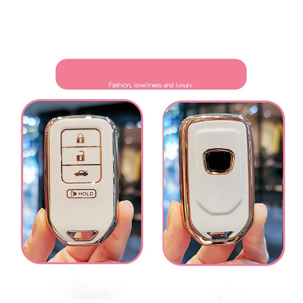 4 Buttons Plating TPU Car Remote Key Fob Cover Case For Honda Accord EX EXL Civic Crv Hrv Pilot Ridgeline 2016 -2018 Pocketor