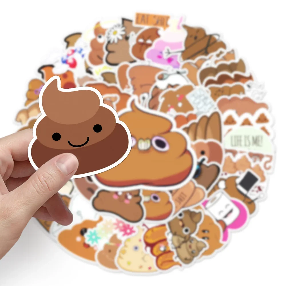 10/50Pcs Cartoon Stool Sticker Party Gift Funny Poop Emoticons Toilet Sticker for Suitcase Box Helmet Water Cup Notebook