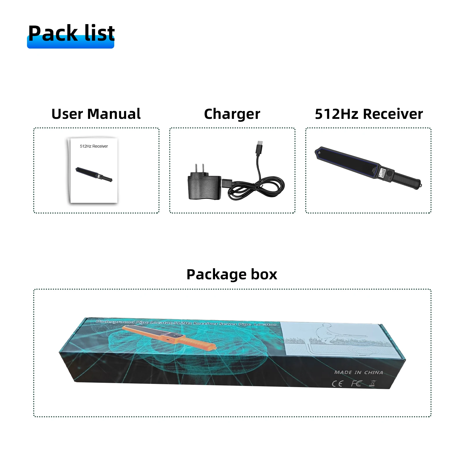 512Hz Receiver Locator Sonde for Sewer Inspection Camera, 5M Range 10H 3000mAh Battery Magnetic Receiver for Endoscope Location