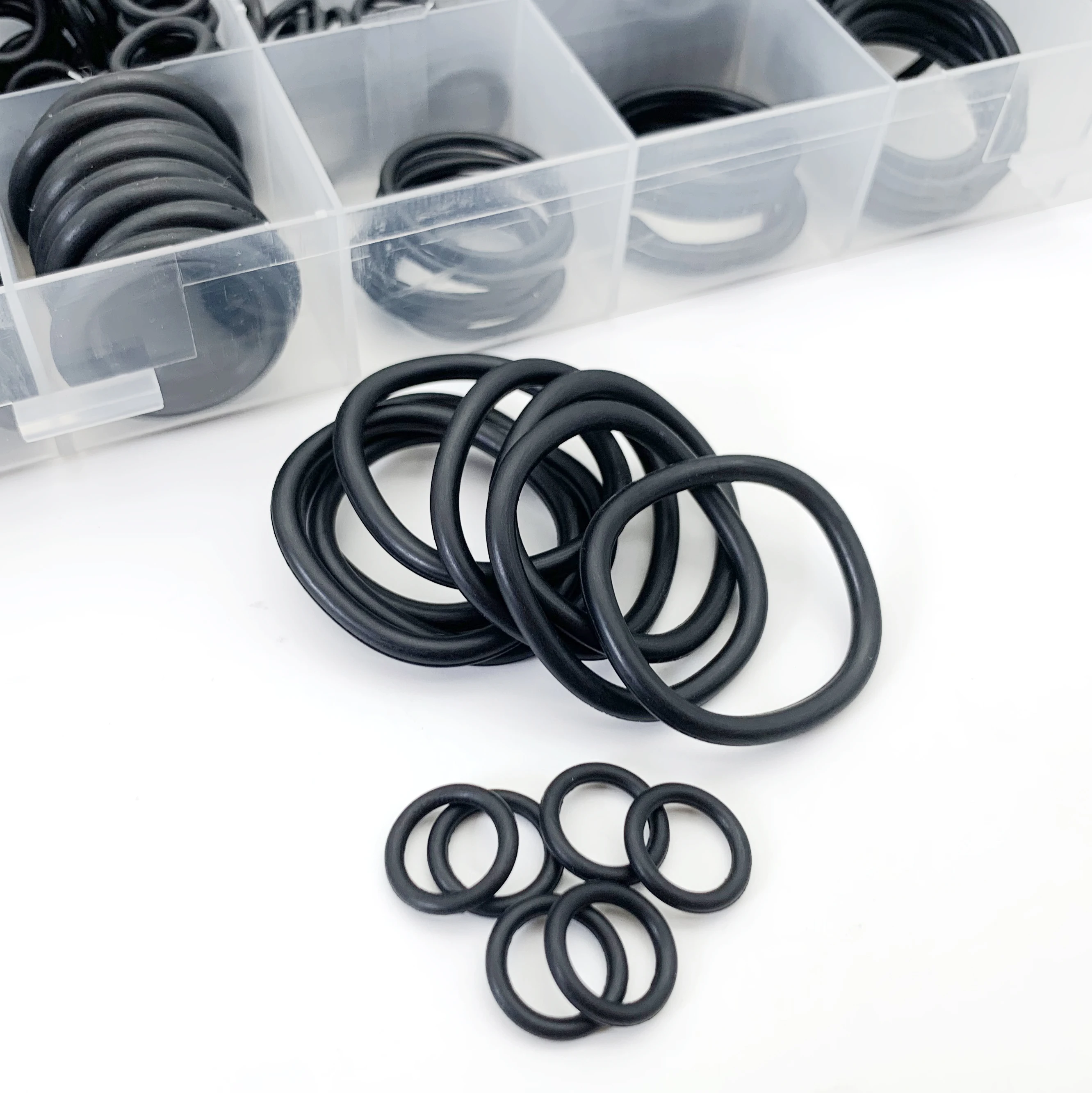 850 قطعة CS: 1 مللي متر ~ 4 مللي متر OD: 3 مللي متر ~ 27 مللي متر يا خاتم مجموعة ختم الأربطة المطاطية النتريل طقم تصليح الضغط العالي ختم شريط مرن O حلقات مطاطية