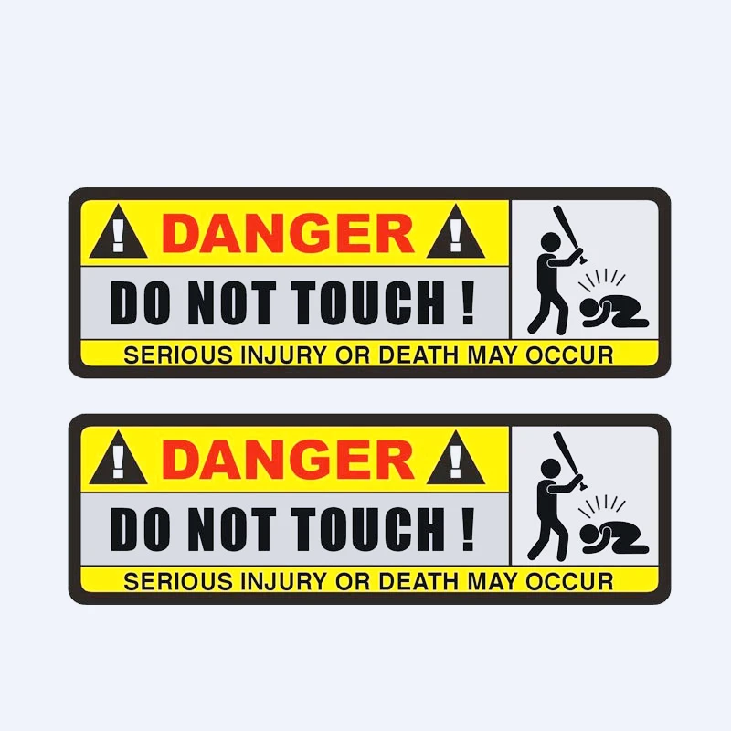 2pcs  DANGER Car Sticker Funny DO NOT TOUCH  PVC Decorate Water Proof Decal Personalized Car Styling 15.8CM*5.1CM,KK