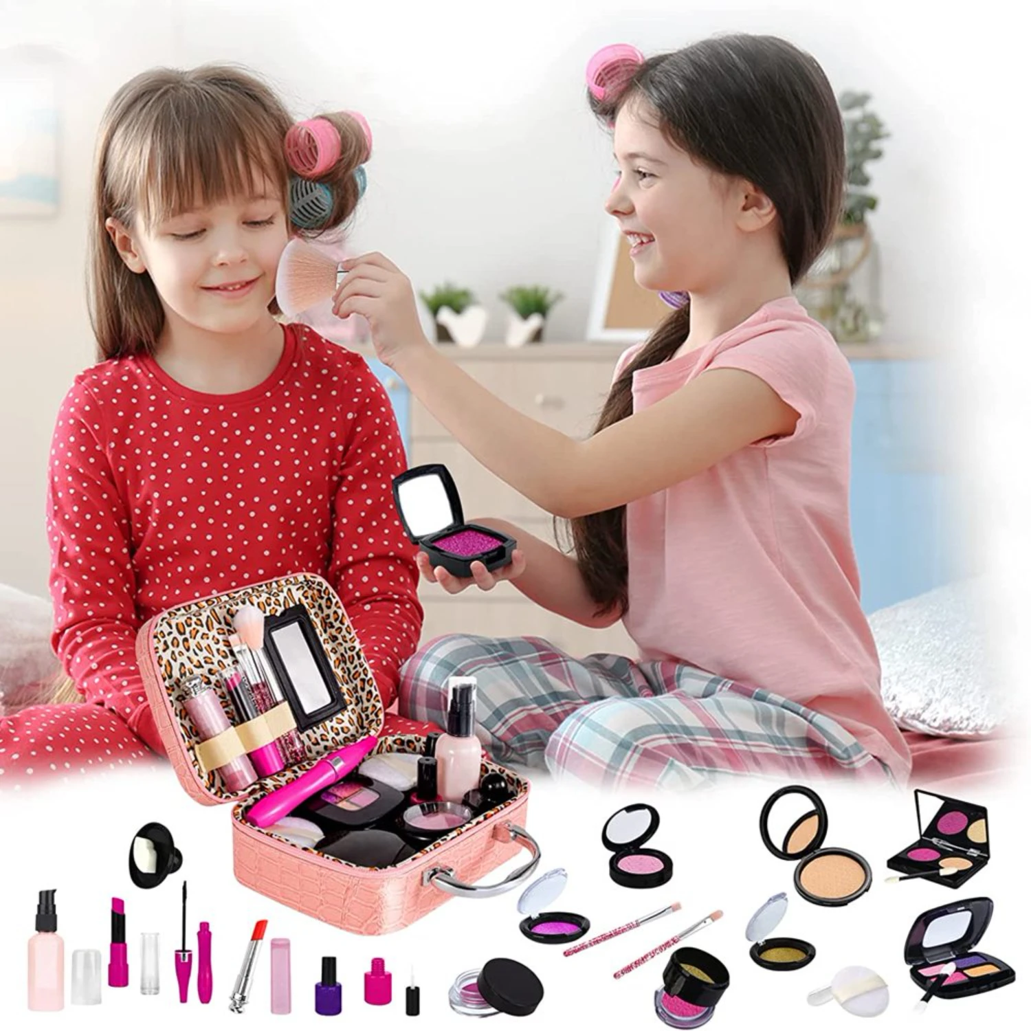 Kit de maquillage pour enfants avec trousse à cosmétiques pour filles de 4 à 10 ans – Y compris pinceaux, ombres à paupières, rouge à lèvres, Mascare, Gittler