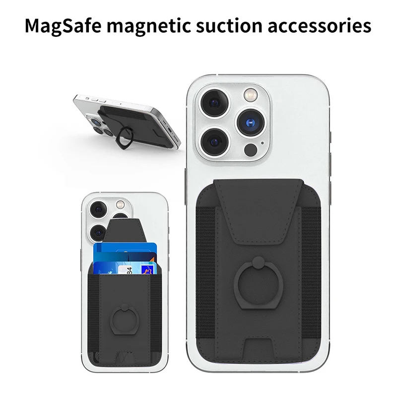 For Magsafe Magnetic Leather Wallet For IPhone 15 14 13 12 11 Pro Max S24 S23 S22 Ultra Phone Card Bag Holder Case Accessories