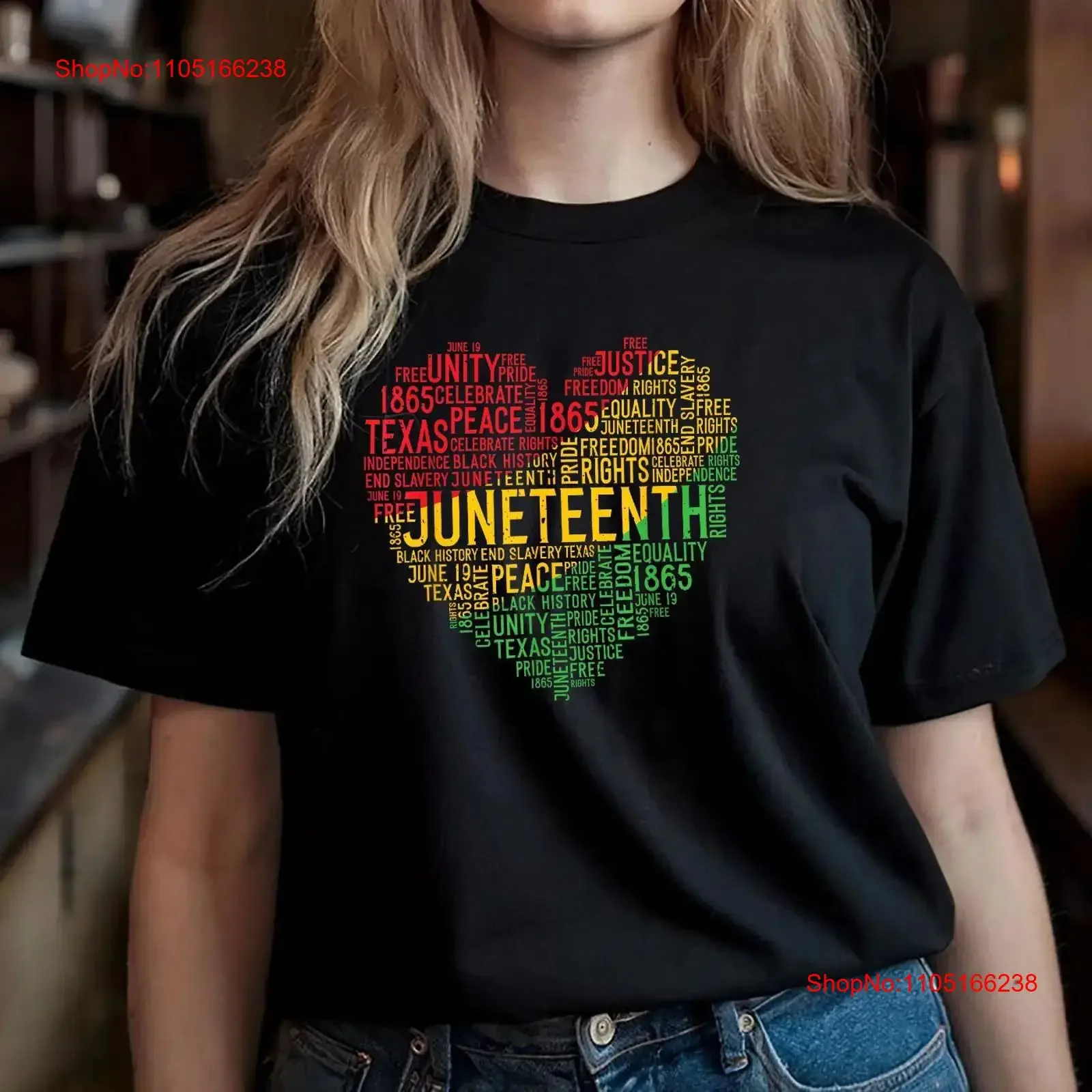 Juneteenth coeur t-shirt histoire noire Afro liberté vintage lavé mode décontracté streetwear graphique respirant confortable