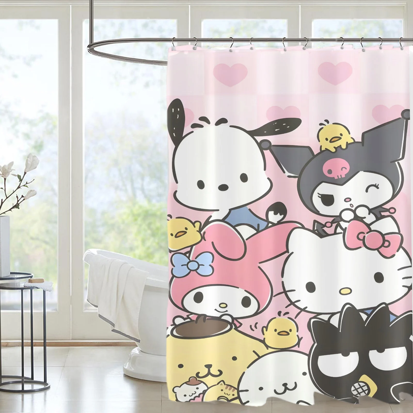 Sanrio Series Printed Bathroom Accessories Shower Curtain Toilet Decor Sets Full Set Waterproof Cute Funny Luxury Home