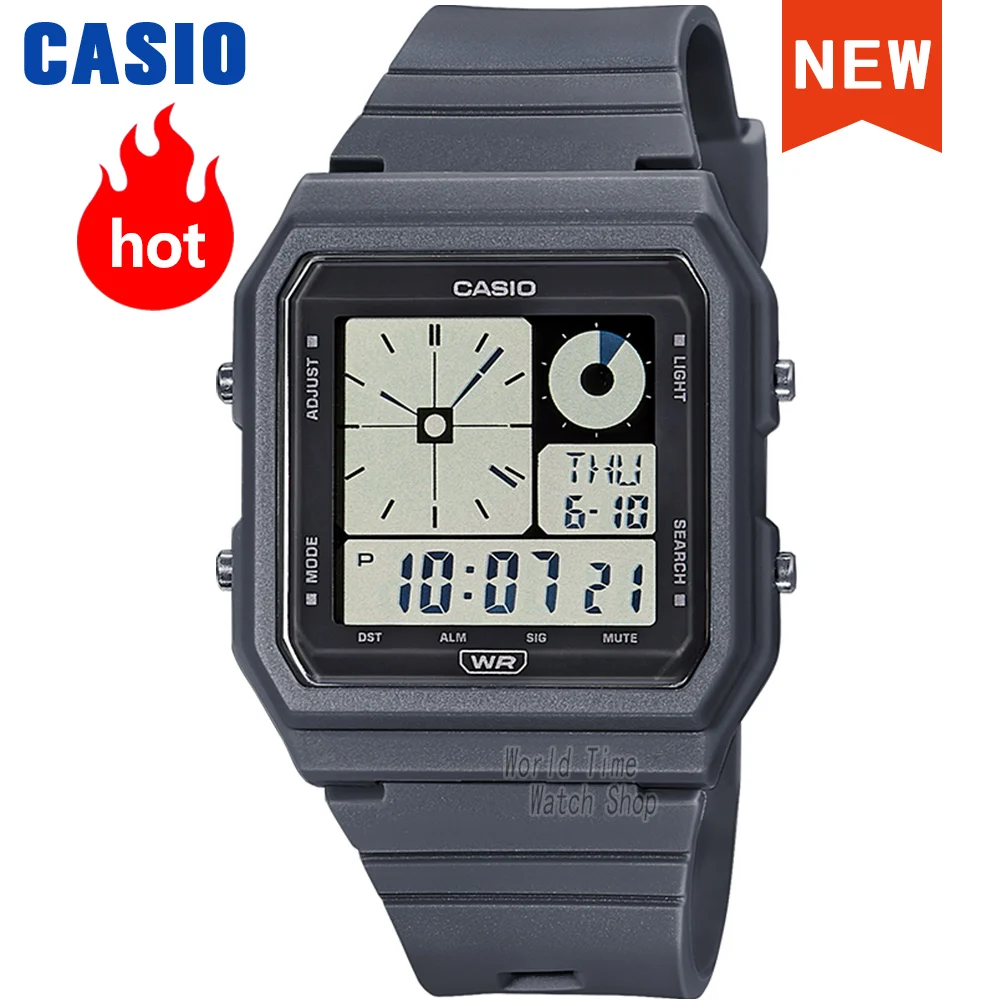 Relógio de pulso de quartzo impermeável Casio, display duplo, quadrado vintage LF-20W, conjunto neutro, marca superior, luxo, novos estilos, 2021