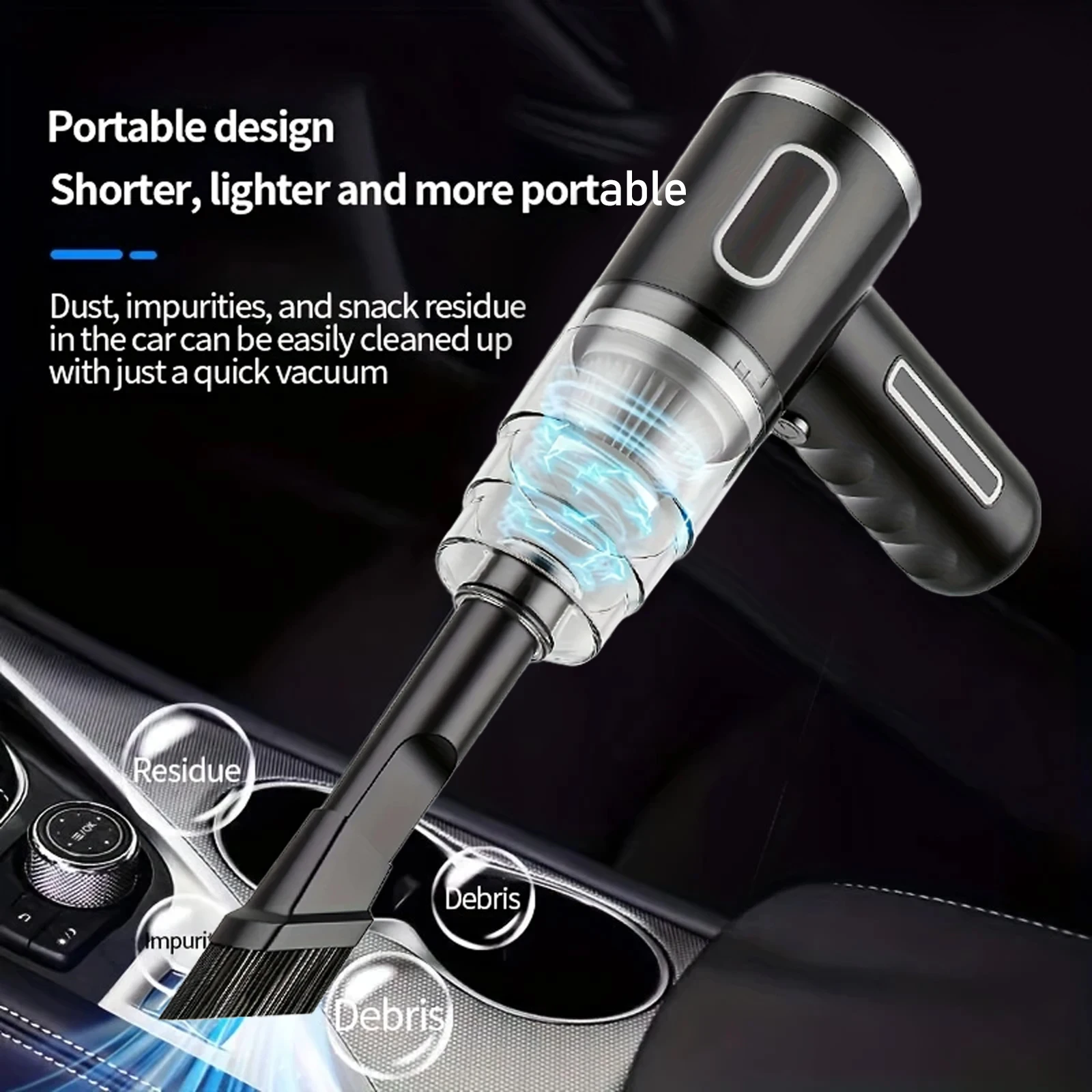 المكانس الكهربائية المحمولة المنزلية والسيارات، مجمعات غبار السيارات القابلة لإعادة الشحن عبر USB، مكنسة كهربائية محمولة للسيارة والمكتب