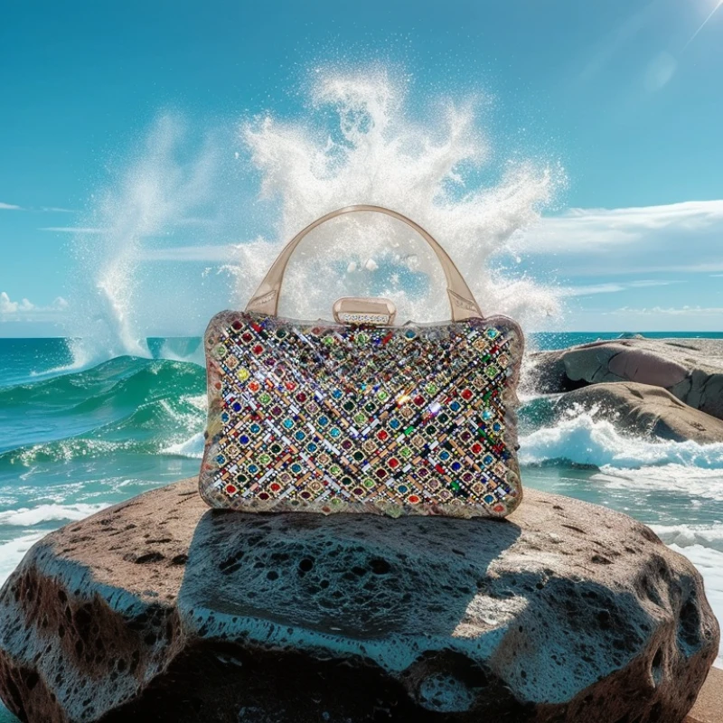 

Diamond Rhinestone Dinner Bag Retro High-end Luxury Banquet Handbag Shiny Encrusted Diamond Evening Party Women's Fashion Bag