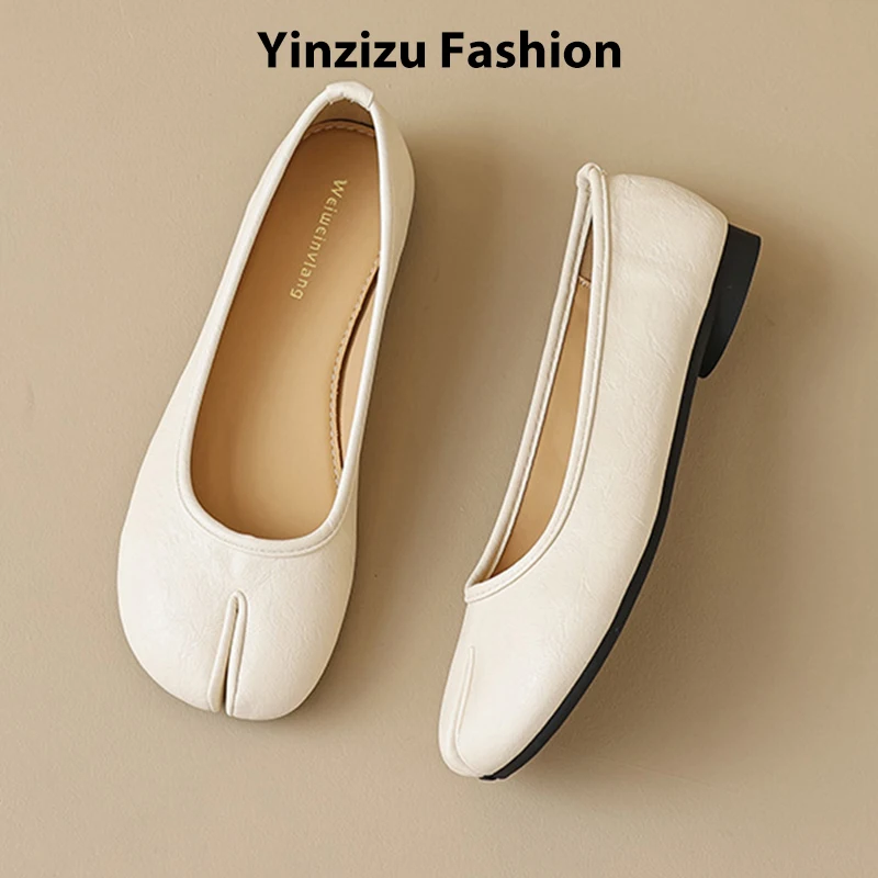 

Split Toe Women Ballet Flats Fashion Tabi Shoes Casual Slip-on Loafers Ladies Suede Leather Soft Bottom Comfy Flats Size 35-43