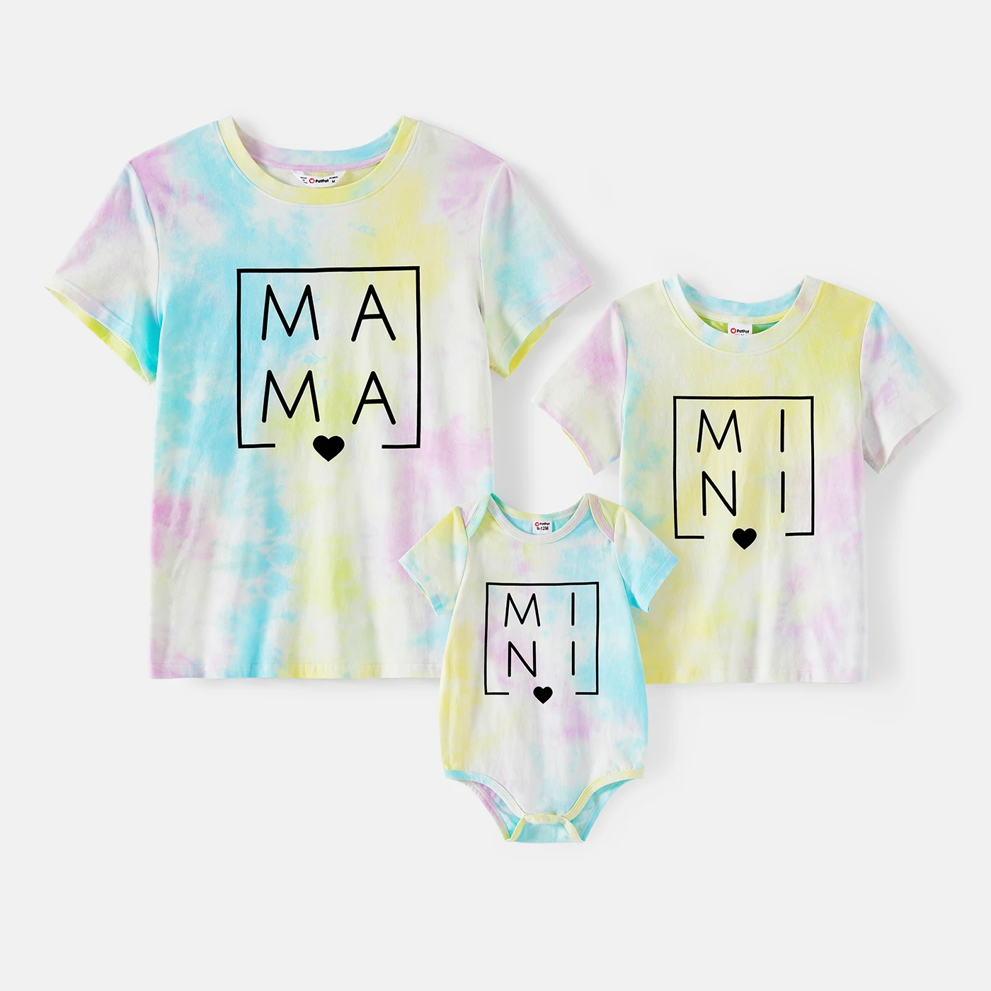 PatPat Mommy and Me 95% Cotton Letter Print Tie Dye Short-sleeve Tee