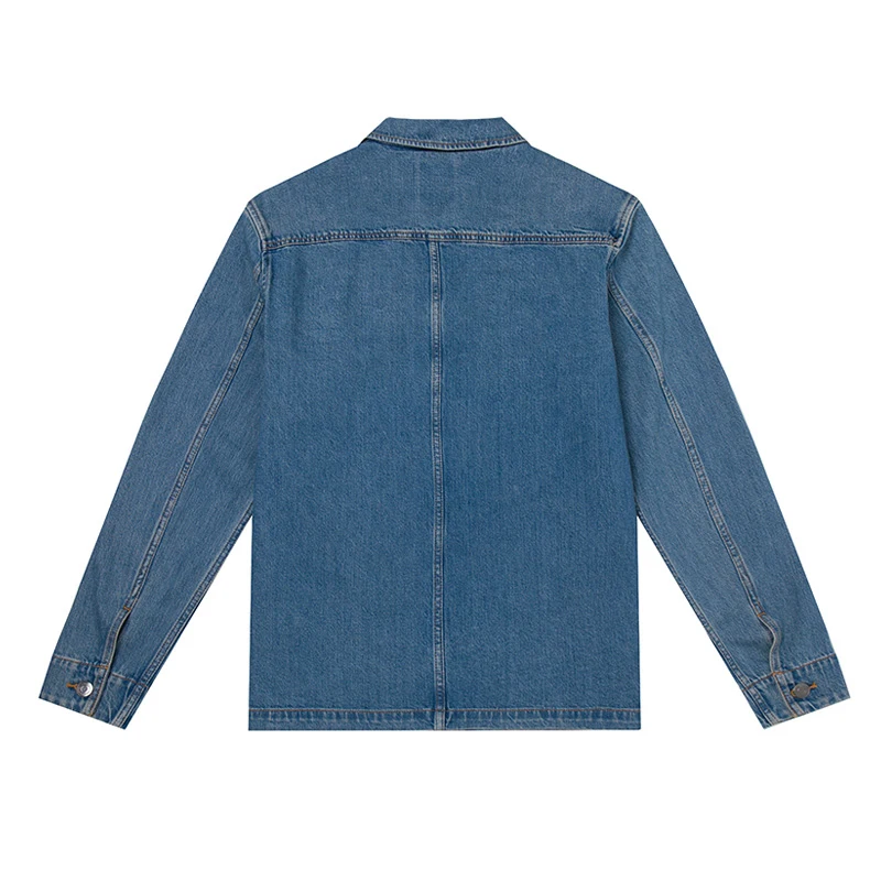 سترة/معطف رجالي من Timberland من قماش الدنيم وطية صدر السترة للياقة البدنية A426Fejw