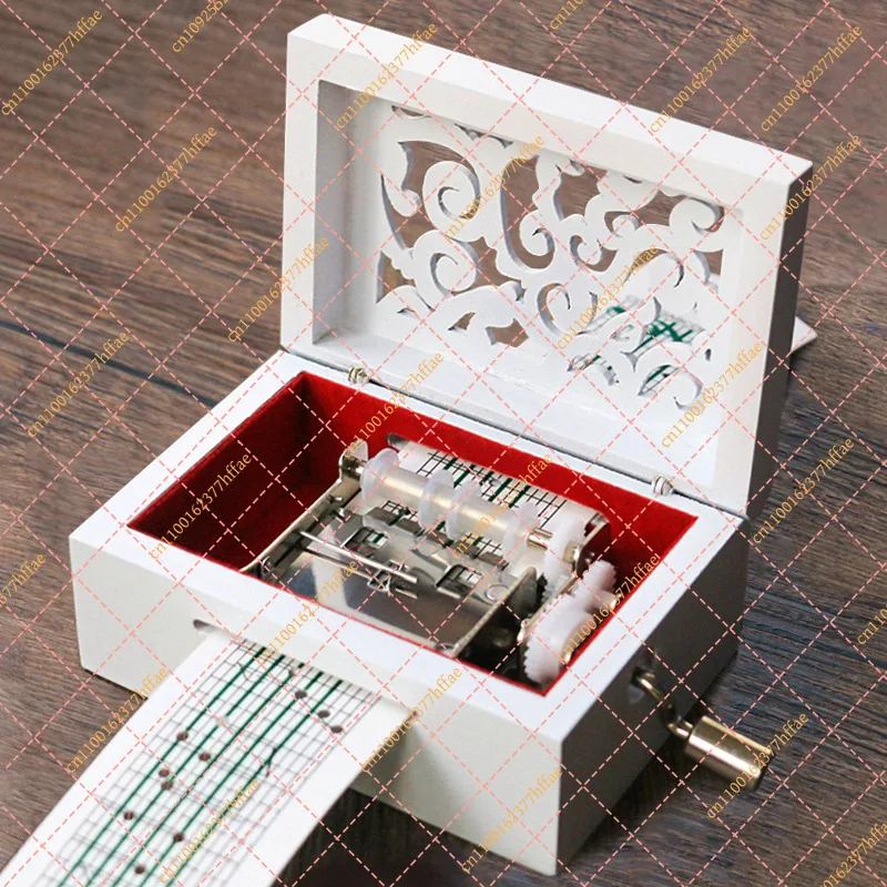 15/30 Note Hand-Cranked Paper Strip Music Box, Vintage Wooden DIY Melody Maker, Creative  Craft  Gift - view 4