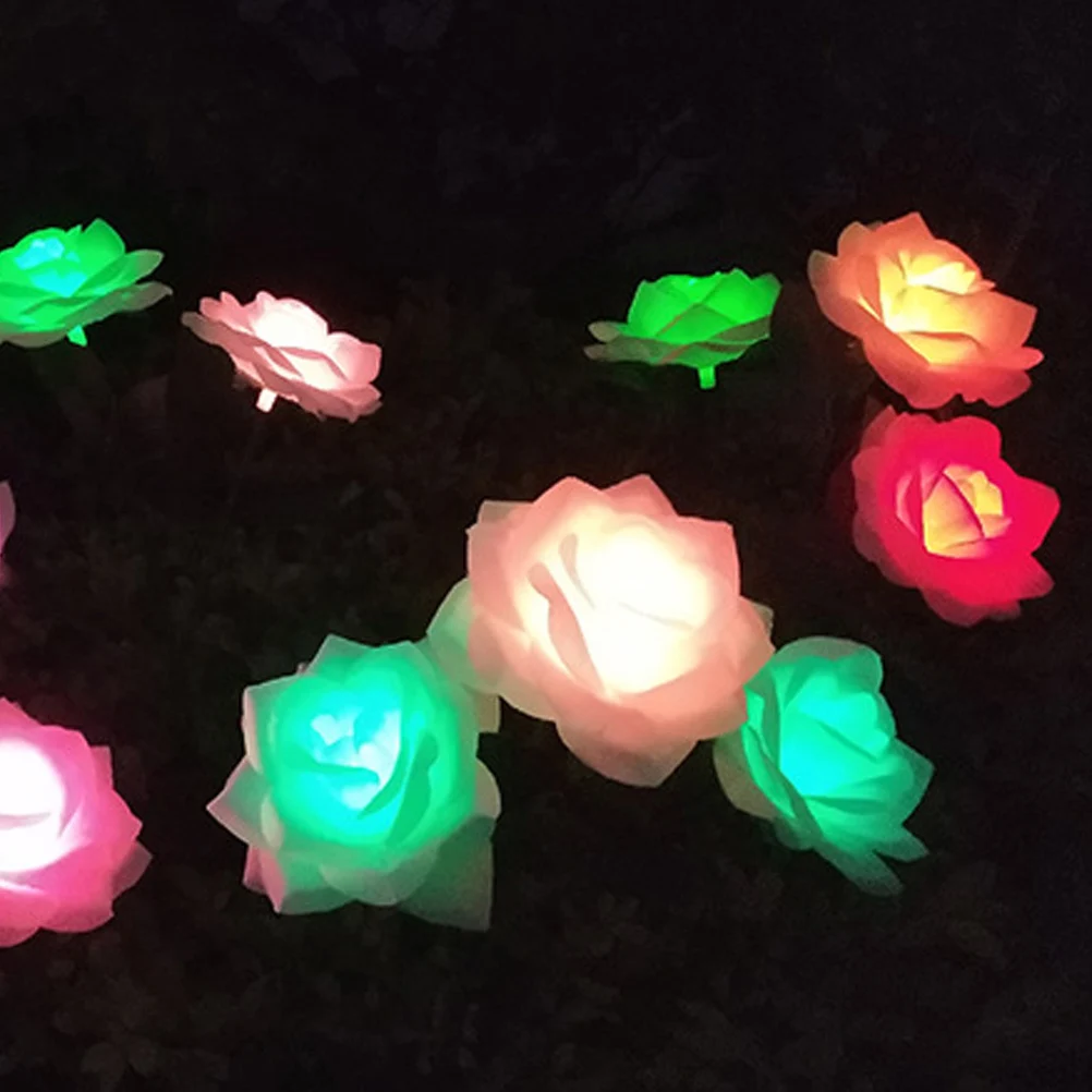 

1PC Solar Powered LED Light Colorful Roses Lights Outdoor Flower Lamp Landscape Decorative Light for Garden Patio Lawn White
