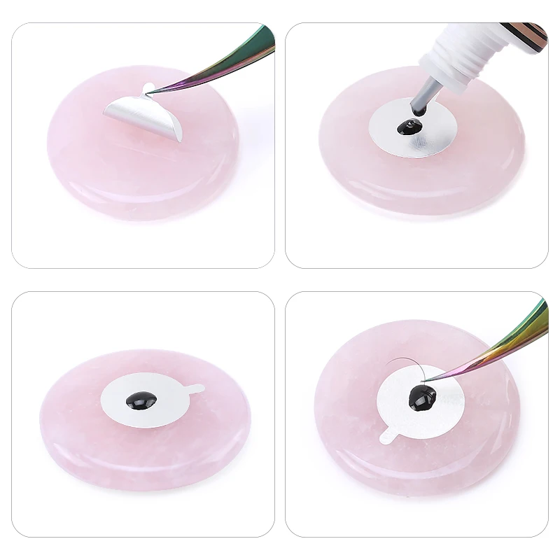Kleber Palette Wimpern Extensions Rosa Grün Jade Stein Wiederverwendbare Falsche Wimpern Selbstklebende Palette Pad Halter Make-Up Zubehör