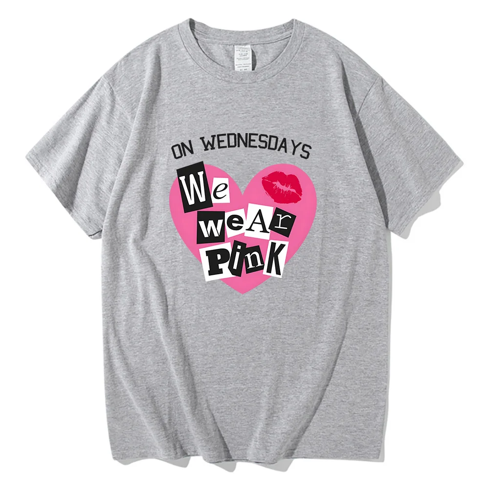 MeanGirls on Wednesday We Wear Pink T-shirt Ropa Mujer Cotton High Quality Girls Tee-shirt Short Sleeve Summer Soft Tshirts Tees