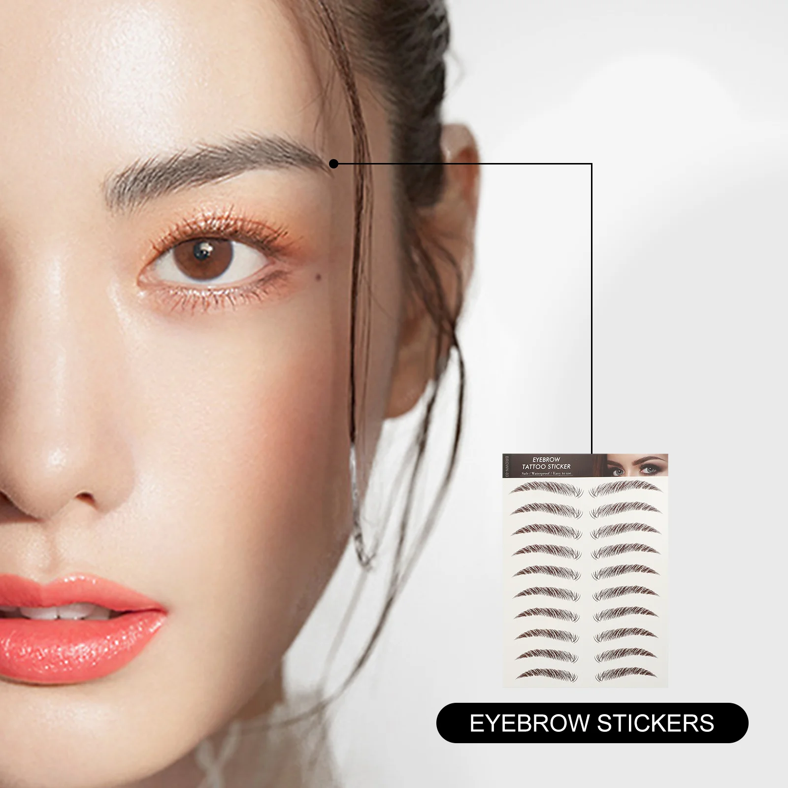 

9 Sheets Waterproof Eyebrow Stickers Fake False Eyebrows Cosmetics Tattoos Stencils Imitation
