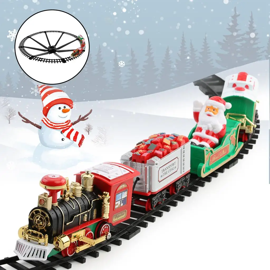 Christmas Electric Train Sound And Light Track Car Christmas Tree Railway Train Set Christmas Gifts Educational Toys Boys Girls