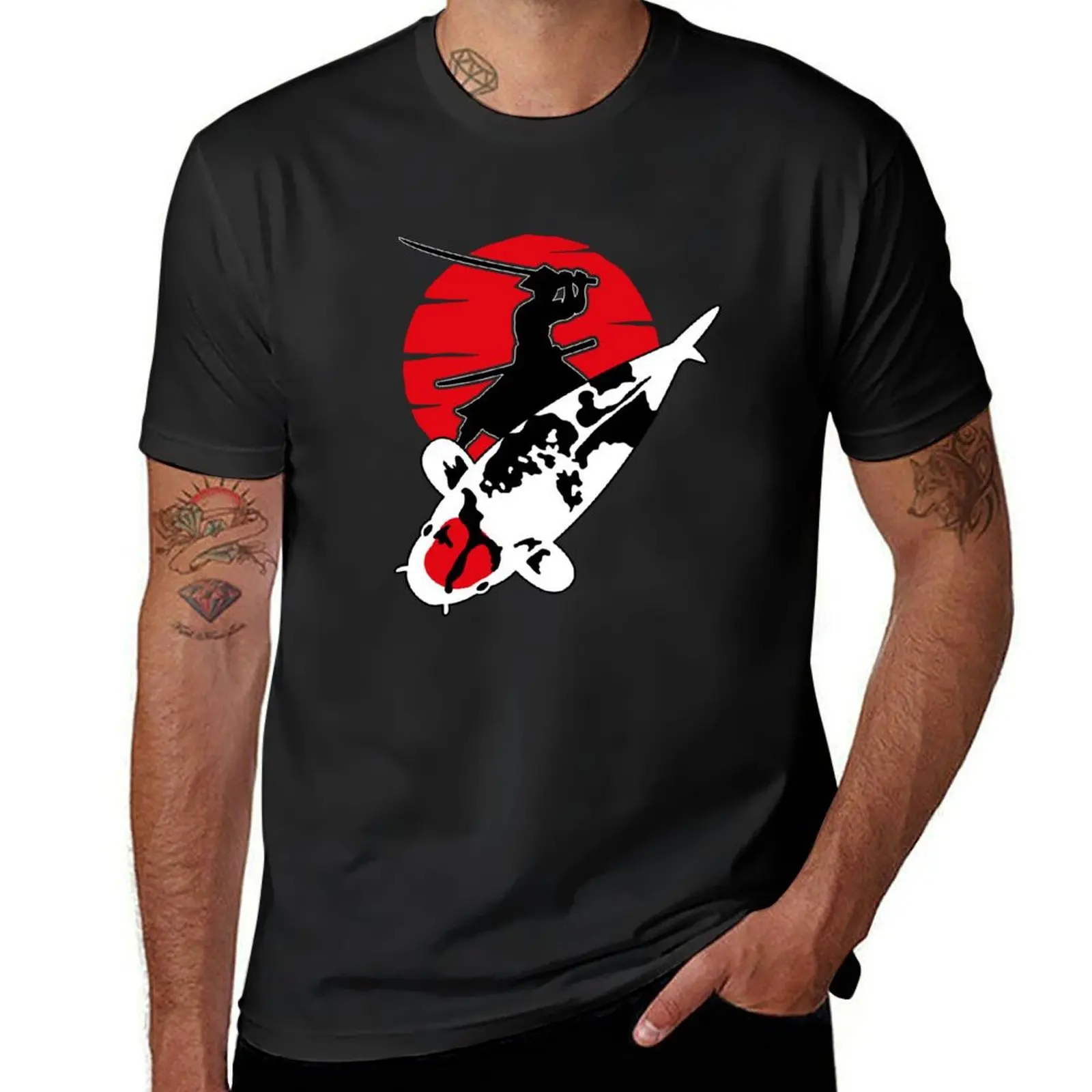 Koi Fish Samurai, Tancho Showa Koi Fish Japan T-Shirt Aesthetic clothing oversizeds Short sleeve tee mens tall t shirts