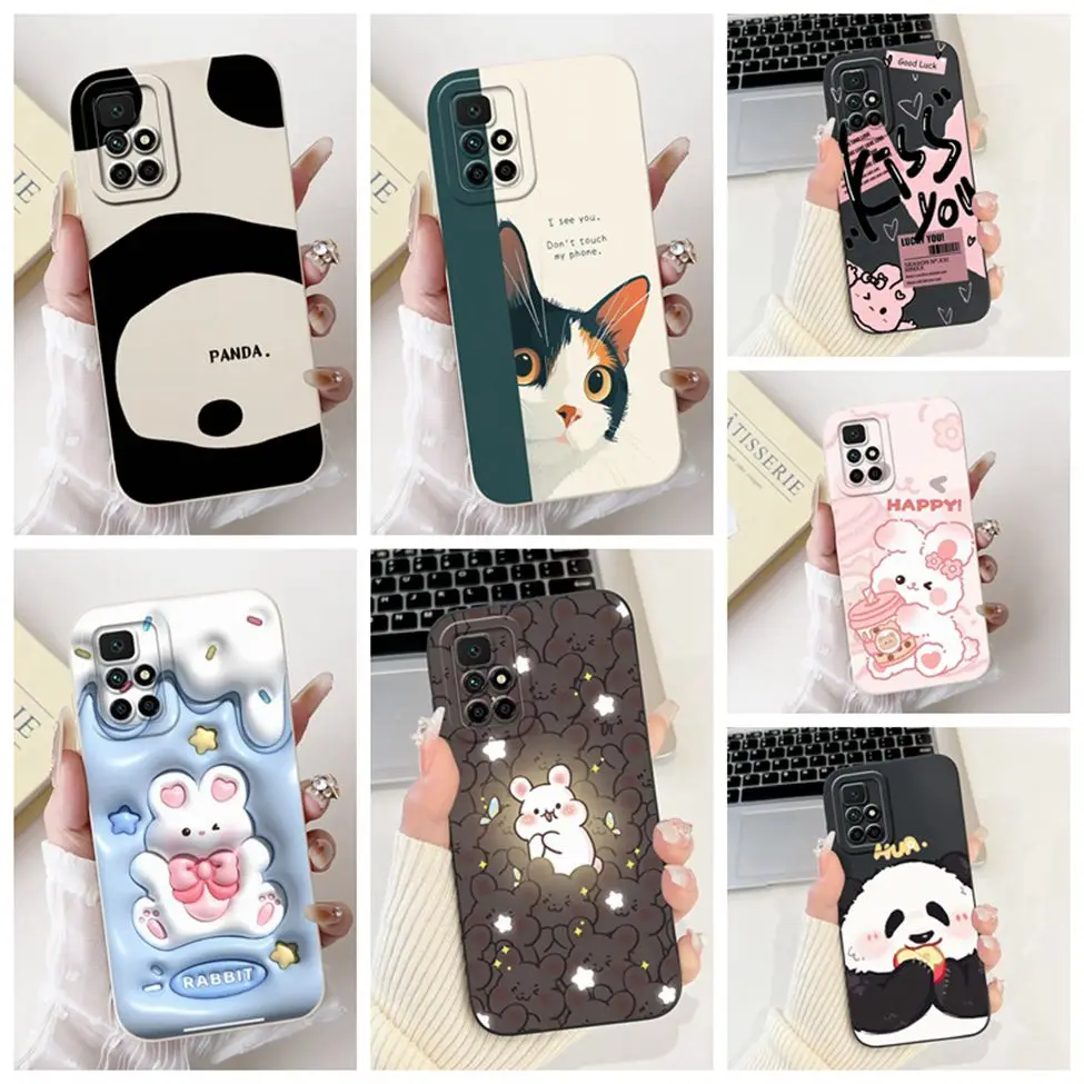 

4G для Redmi 10 10C 10 Prime задняя крышка для Redmi 10 Prime противоударный силиконовый чехол с милыми мультяшными модными цветами крутой Funda Coque