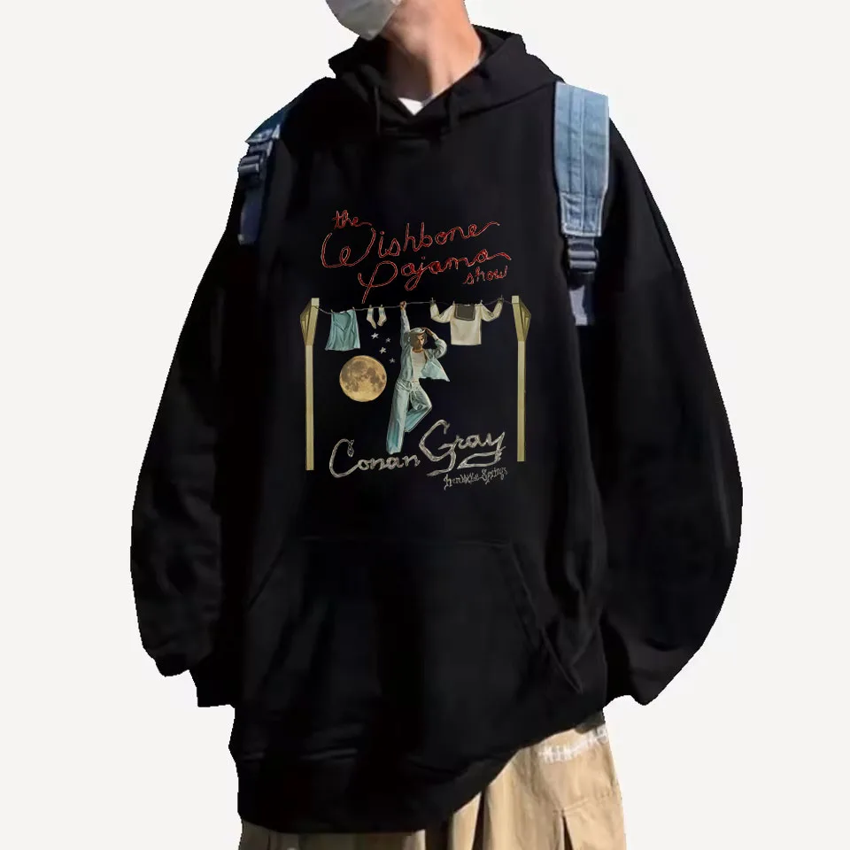 

Серые толстовки с альбомом Conan Kpop, уличная одежда для мужчин, топ с рисунком Харадзюку, флисовый классический свитшот с длинными рукавами, зимняя одежда для женщин