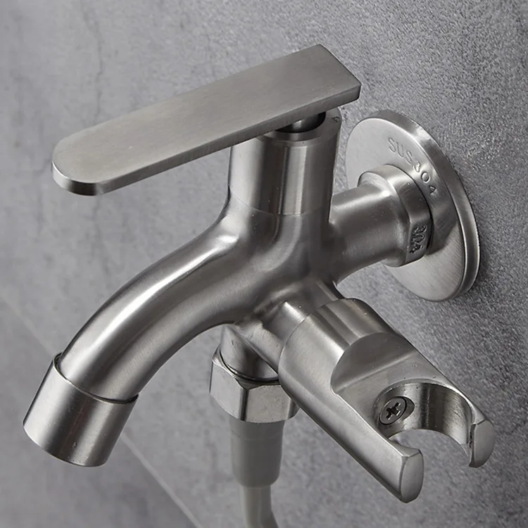 

304 Stainless Steel Mop Pool One in Two Out Multi-functional Spray Gun Faucet, Dual-purpose Washing Machine Single Cold Faucet