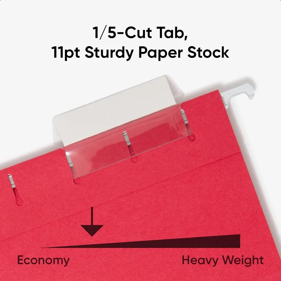 Standard Hanging File Folders 25 Count Assorted Primaries 1 5Cut Adjustable Tabs Letter Size 64059