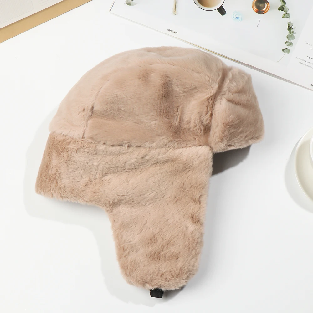 Women Men Thick  Earflap Bonnet Winter Hat Russian Ushanka Bomber Hat Snow Caps view 3