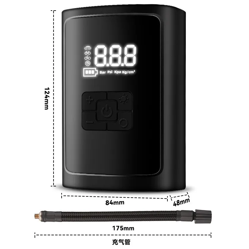 A36T-Portable Wireless Air Pump For Car Tires, Bikes - 120W, 12V, 10A With Digital Display And LED Light