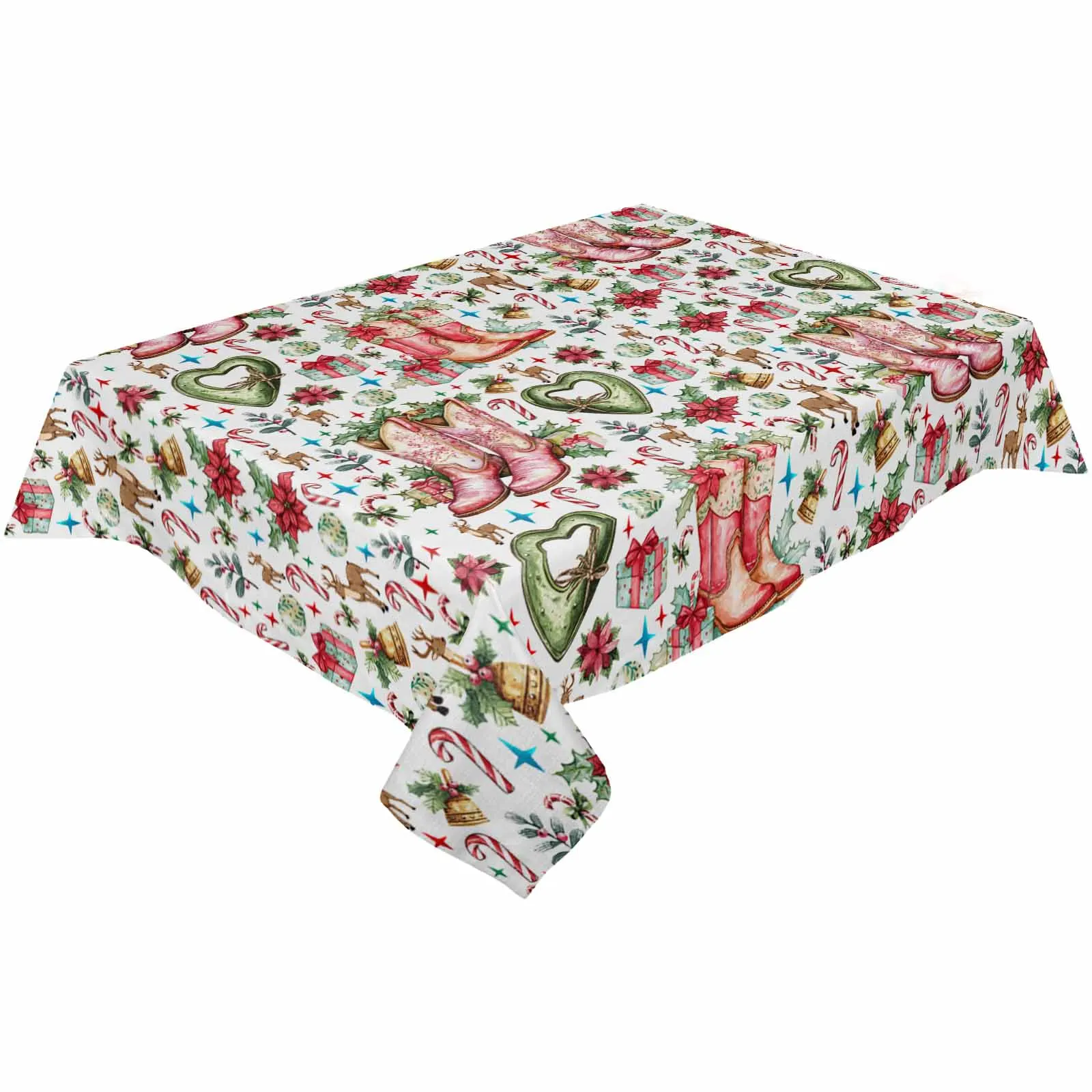 Christmas Winter Boots Plant Gift Tablecloths Waterproof Kitchen Coffee Table For Living Room Home Decor Dining Table