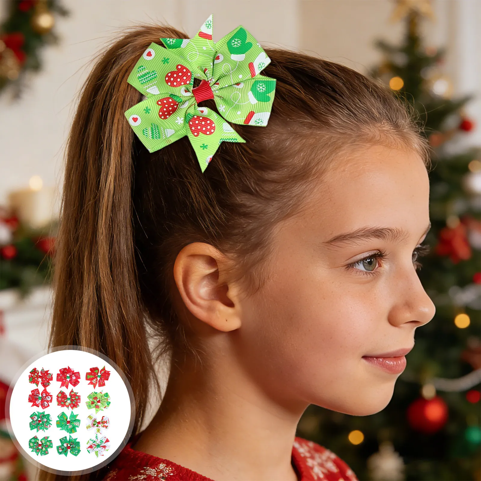 

12Pcs Christmas Bow Hairpins Toddler Red Green Mini Bow Clips Holiday Hair Accessories Xmas Party Hair Bows Christmashair Clip