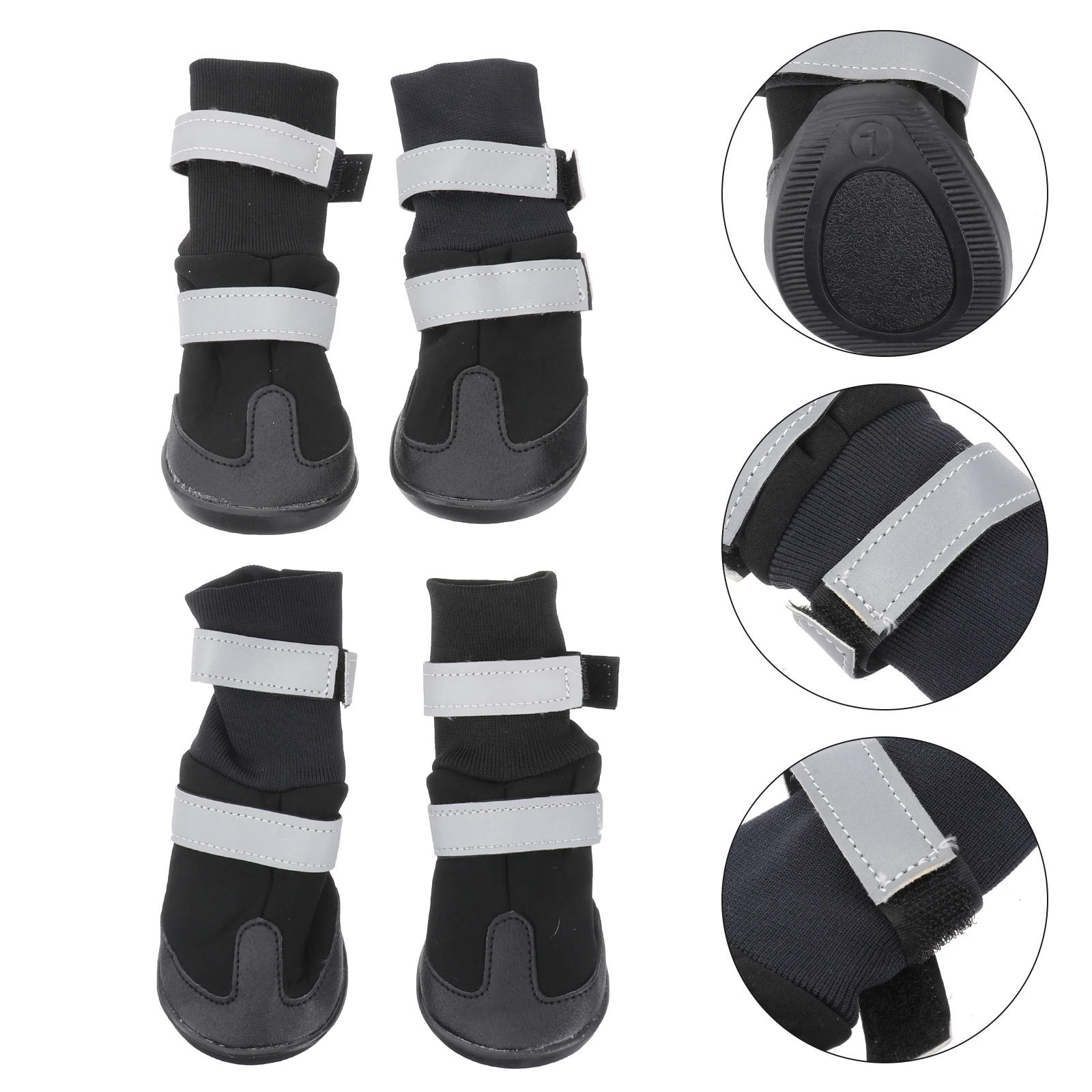 

4Pcs Warm Pet Dog Boots Waterproof for Medium to Large Dogs - Black Anti- Snow Shoes XL