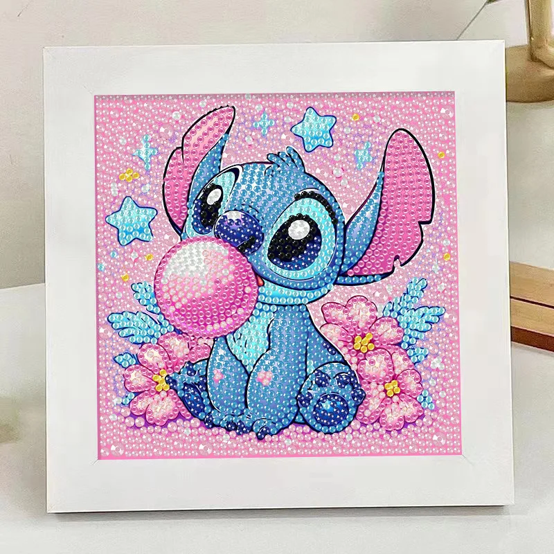17x17cm With White Frame 5D Full Round Drill Diamond Painting Kit Cute Big Ears Blue Alien Pet Donut Swim Ring Ice Cream Summer view 5