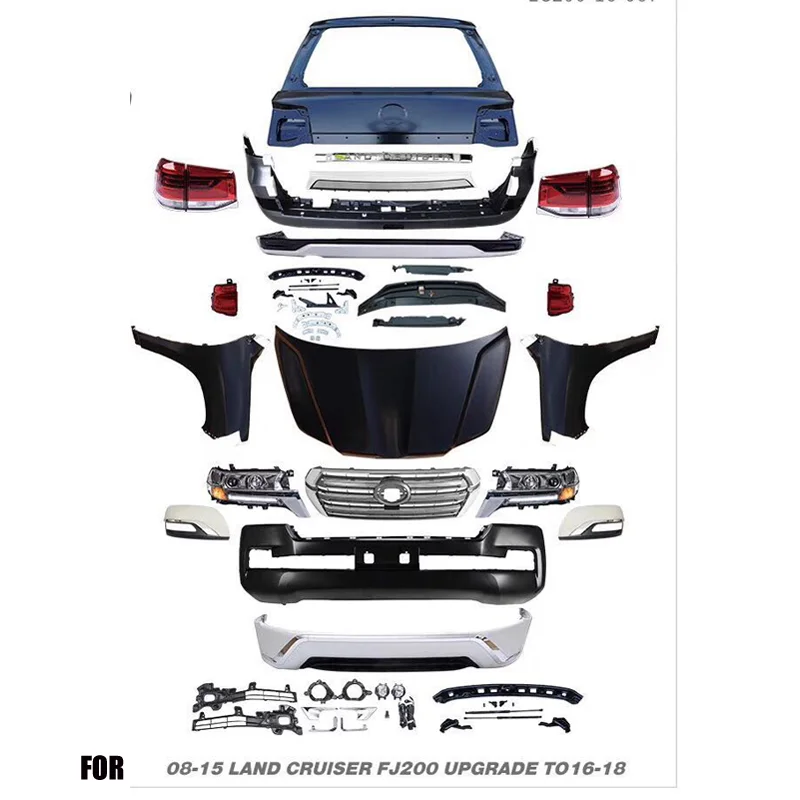 PP Facelift Body Kits for landcruiser body kits FJ200 LC200 2008 - 2015 upgrade to 2016 Front and Rear Bumper Front Grill