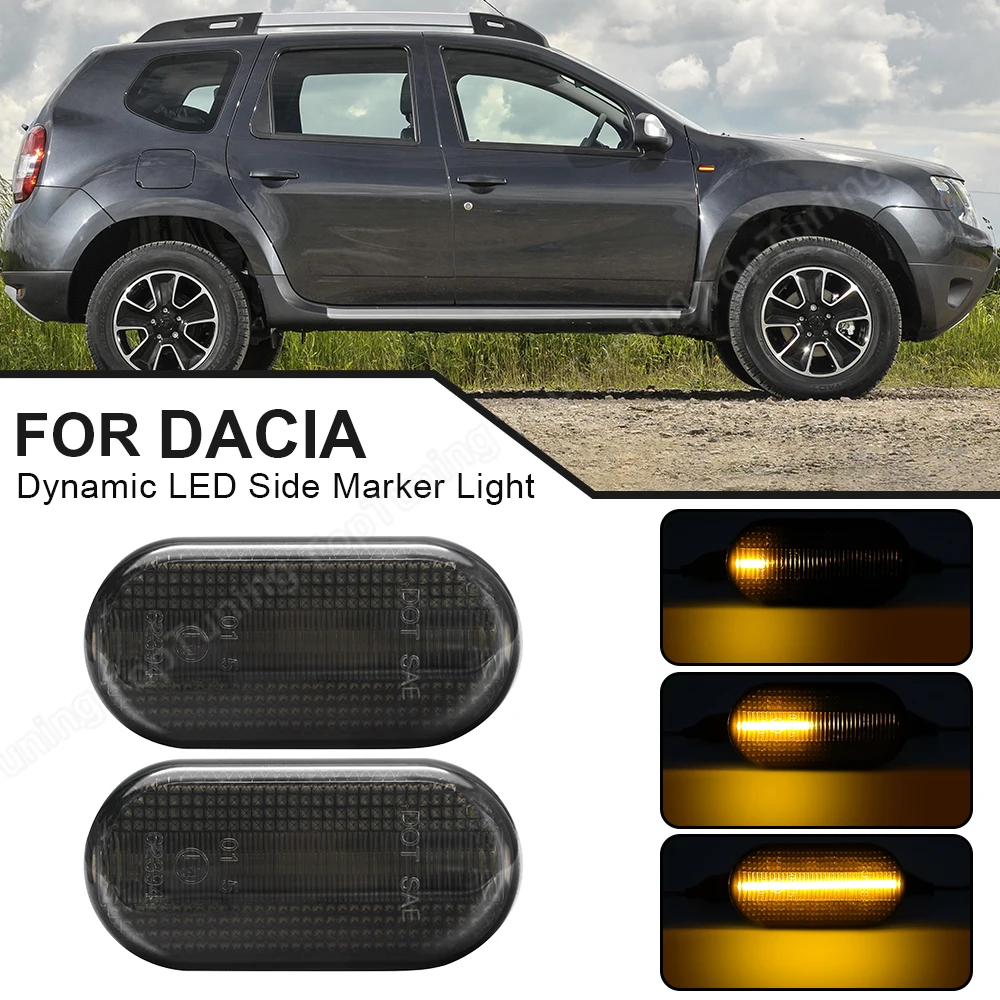 

2PCS For Dacia Dokker Duster Lodgy Logan Docks LED Dynamic Side Marker Light For Renault Megane Twingo Clio Turn Signal Lamp