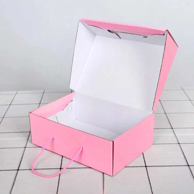 5Pcs/lot Shoe Boxes Cardboard Handmade Package Carton Business Mailing Gift Box with Handle 3-layer Corrugated Box For Shipping