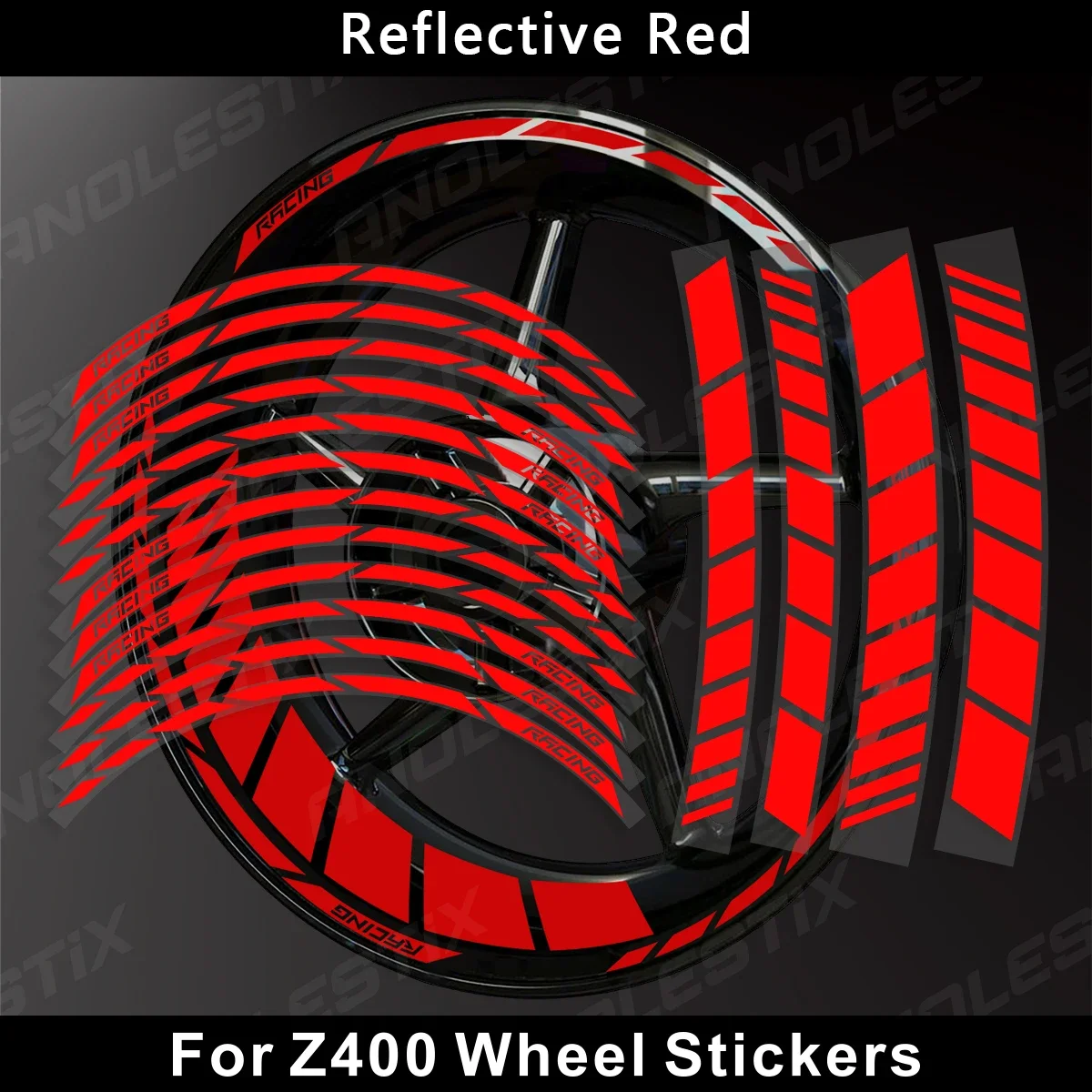 AnoleStix Reflective Motorcycle Wheel Sticker Hub Decal Rim Stripe Tape For Kawasaki Z400