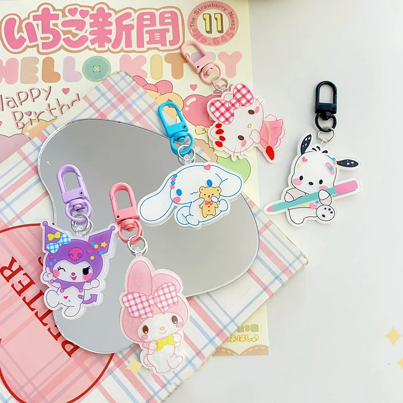 Kawaii Cartoon Key Chain Cinnamoro Pompom Purin Kuromi Mymelody Keroppi Pvc Soft Glue 3D Three-Dimensional Doll Bag Pendant