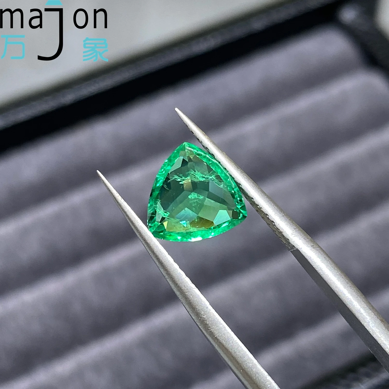 Pierre d'émeraude cultivée en laboratoire, coupe à la main, 1,5 ct, en forme de Trilliant colombien, avec certificat AGL pour la fabrication de bijoux