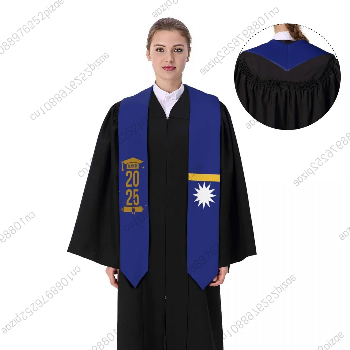 

New Nauru Flag Class Of 2025 183*13CM Graduation Stole Sash Scarf For International Students Proud