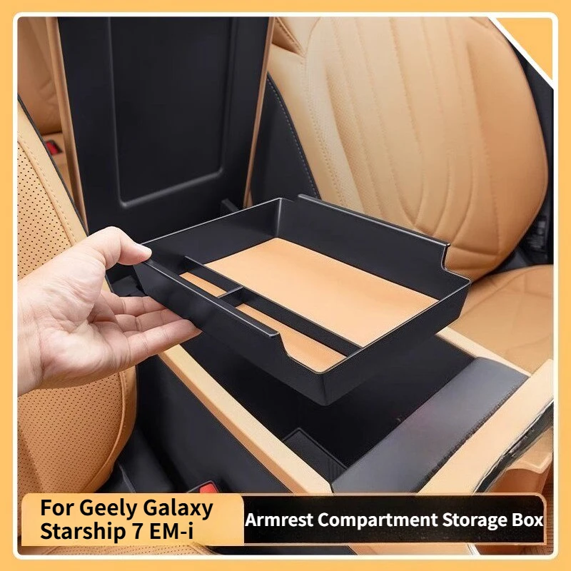 For Geely Galaxy Starship 7 EM-i Car Armrest Compartment Storage Box Central Control Lower Organizer Tray Interior Accessories