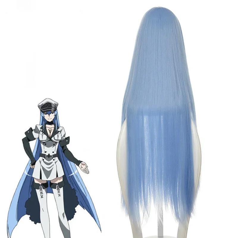 Anime Akame Ga TUER! Jaegers Esdeath Esdese Cosplay perruque longue droite bleu perruque résistant à la chaleur cheveux