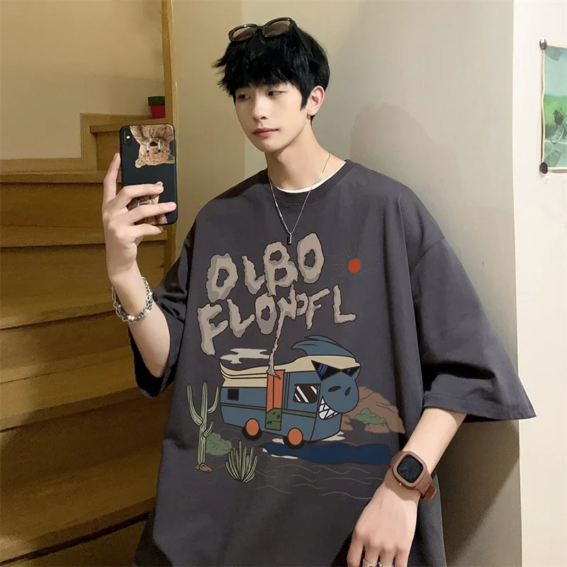 Funny Men's Cotton T-shirts White Mens Oversized T Shirt Casual Summer Wear Fashion Print 5XL Tee Shirts for Men New Clothes image 5