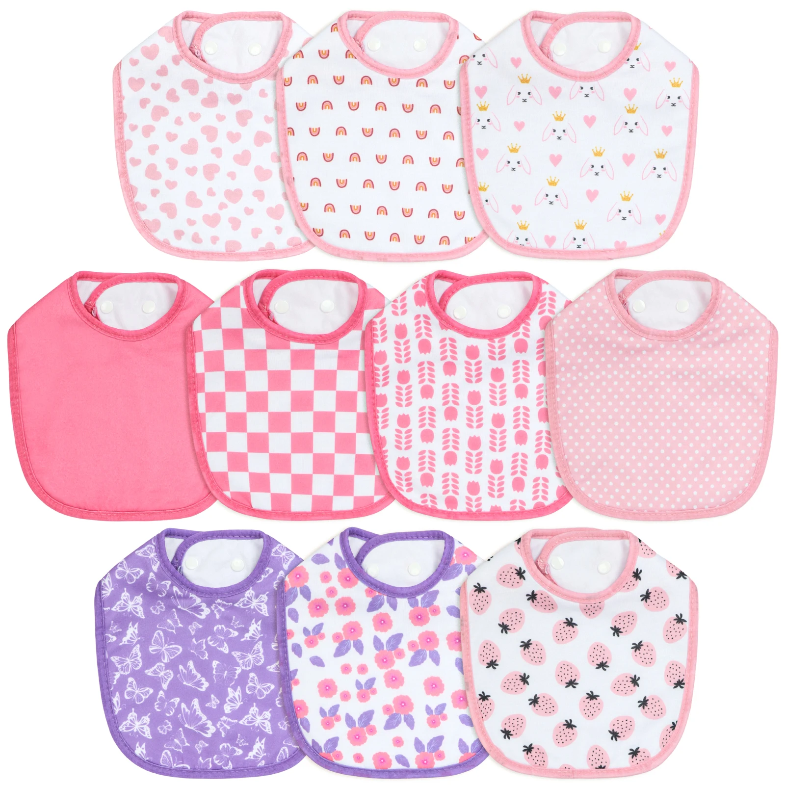 

10 Pack Soft Baby Bibs for Girls, Absorbent Bib for Infants Teething, Drooling and Feeding, Skin-friendly & Waterproof