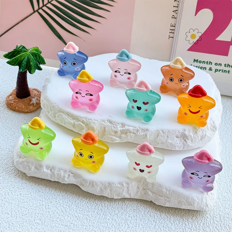 Creative Mini Luminous Colorful Expression Stars Micro Landscape Ornaments Miniature Figurines Cute Desktop Home Decoration