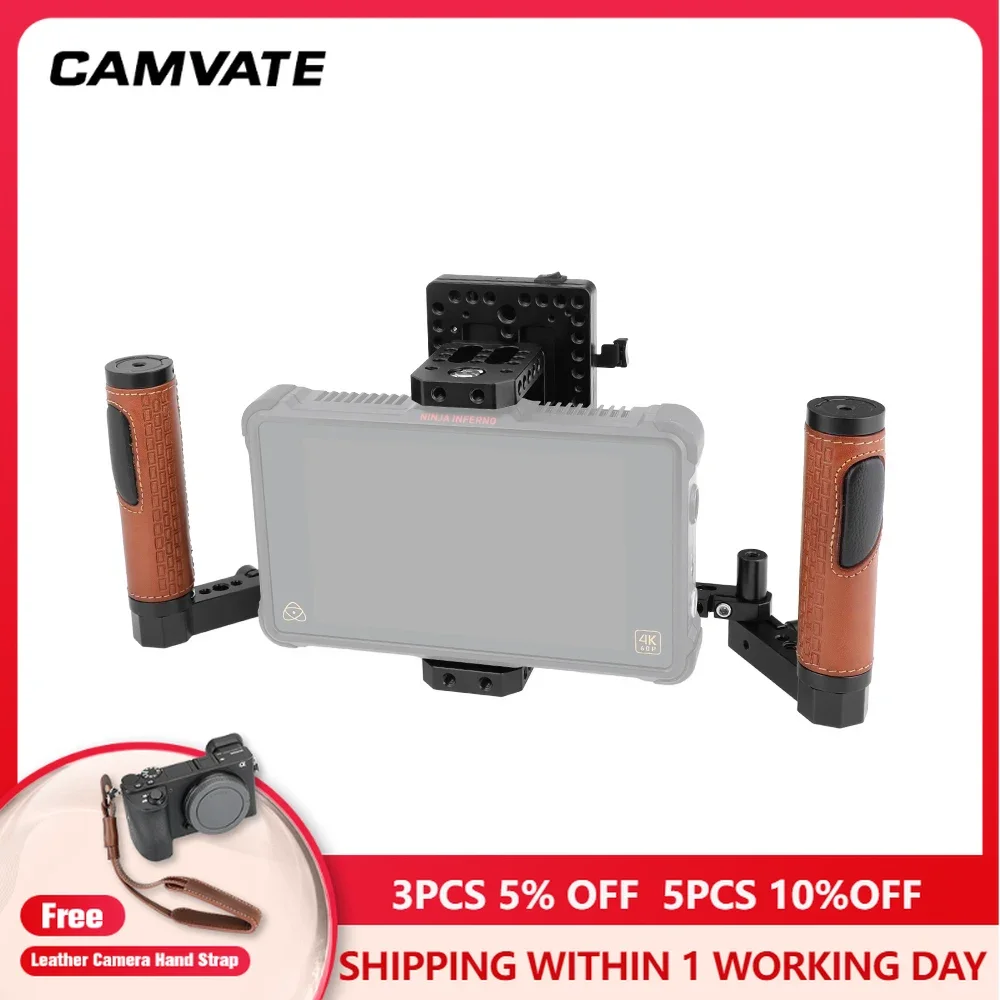 CAMVATE Director's Monitor Cage Rig With QR V-lock Power Supply Splitter & Cable & For 5