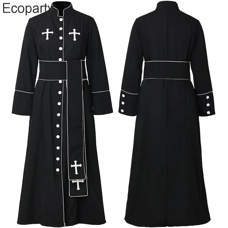 2023 New Men's Medieval Priest Cosplay Costume Catholic Church Roman Retro Pope Pastor Father Mass Missionary Robe Clergy Robe