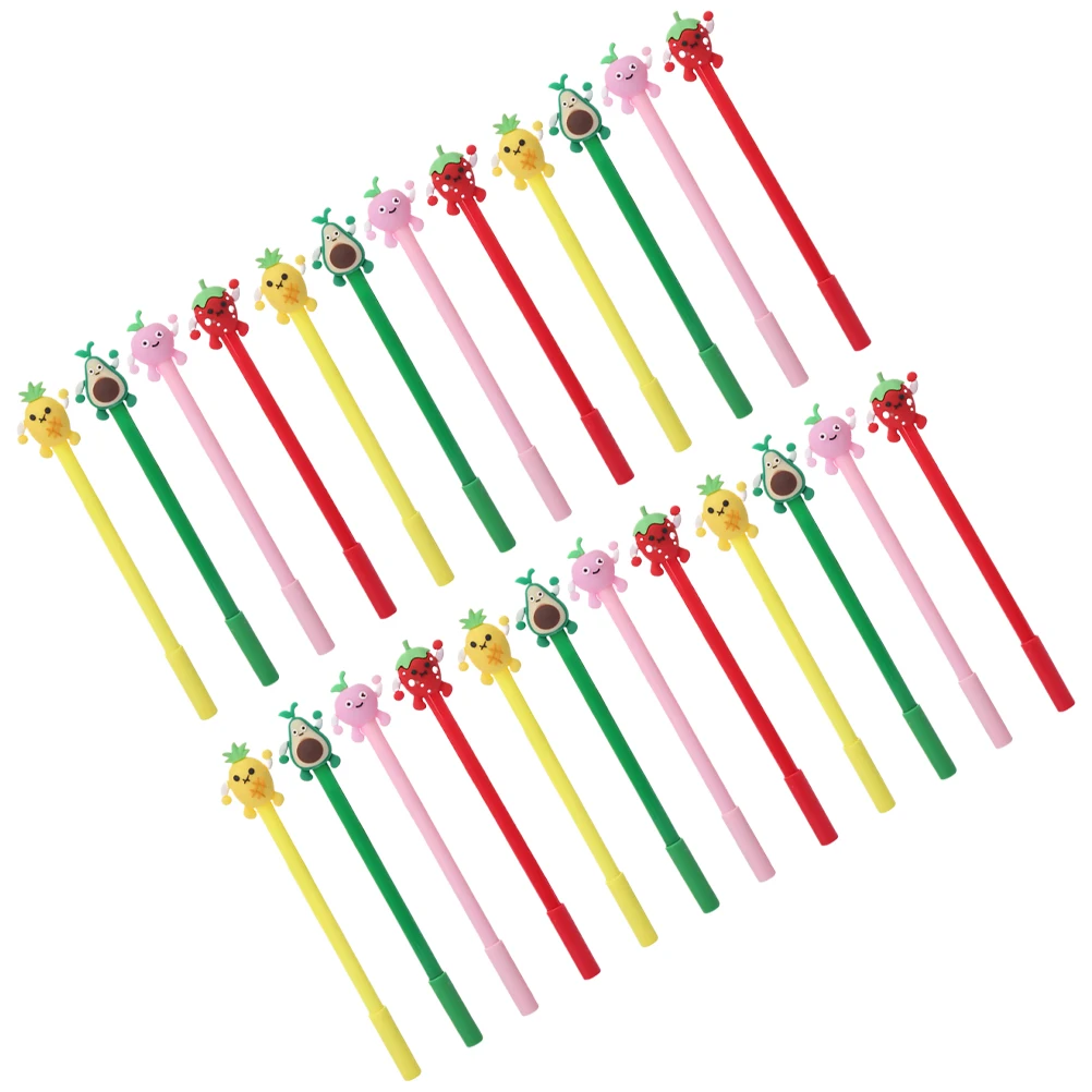 

24pcs Fruit Pens Multicolor Cute Cartoon Shape Writing Gel Pens for Kids Students School Supplies Portable