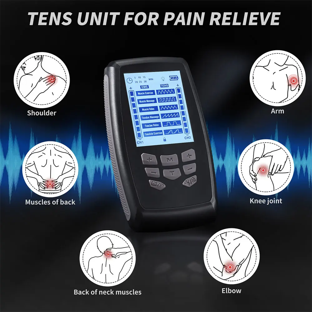 Electric Muscle Stimulator Pulse Body Massage TENS EMS Machine Massager Nerve Low Frequency Physiotherapy Pain Relief Device