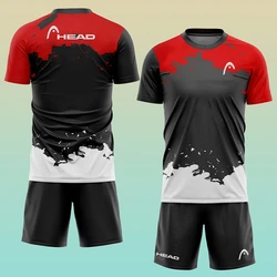 Men's summer tennis breathable set, fast drying badminton loose set, men's T-shirt and short sleeved shorts set