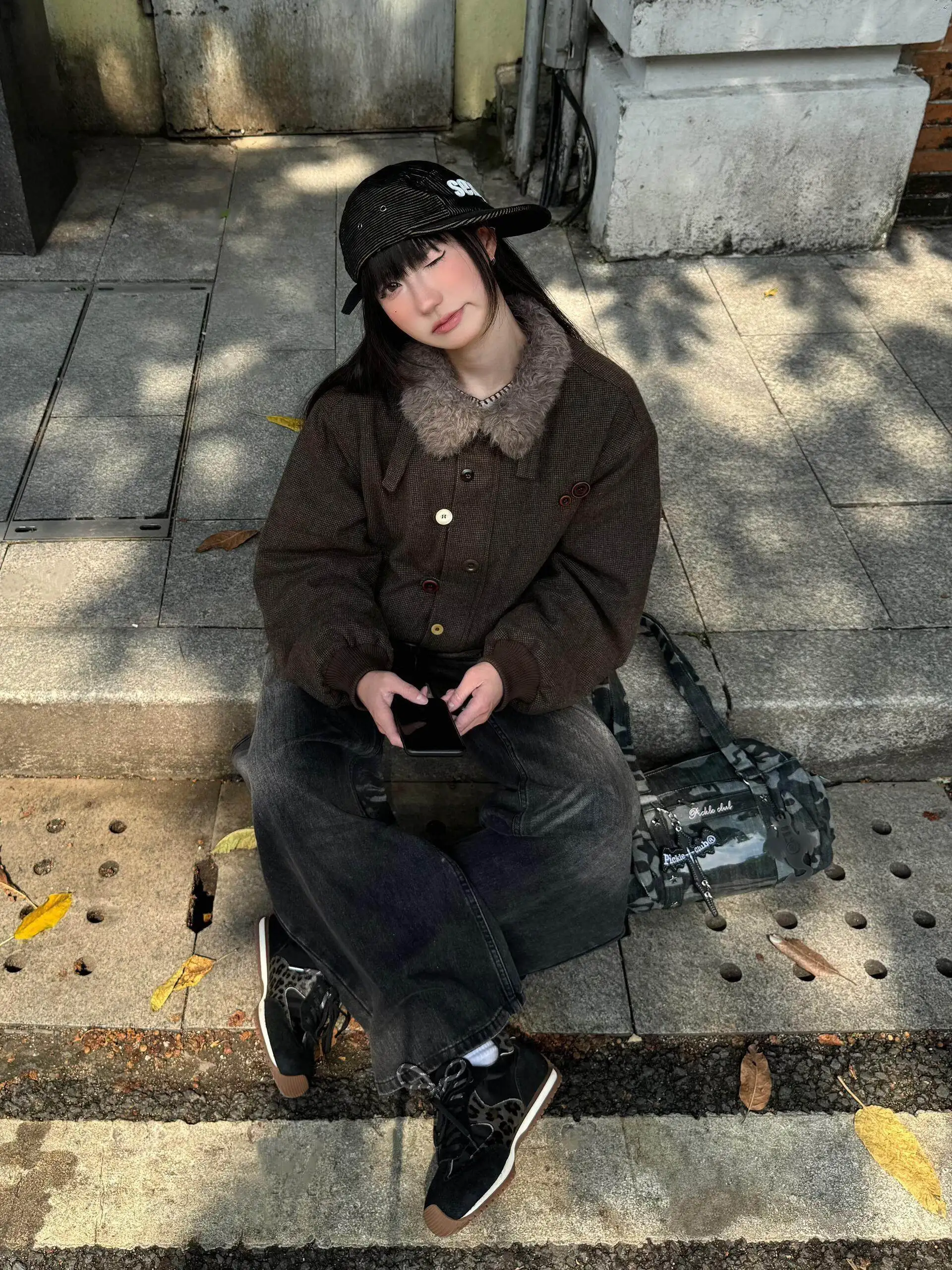 

Retro American Lamb Fur Collar down Cotton Jaet ex Winter Thi Warm Loose Cotton Coat Trendy Youth Polyester Fiber